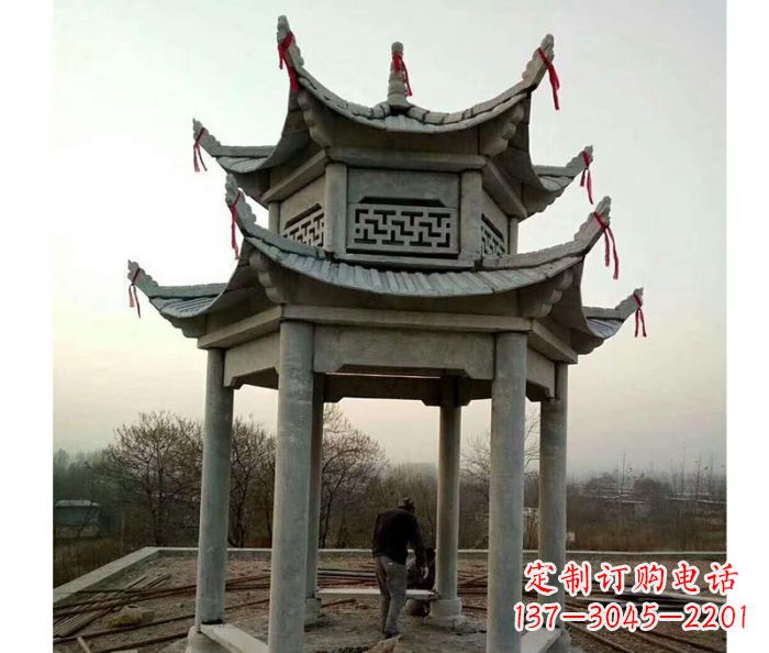 南阳仿古双层石雕凉亭