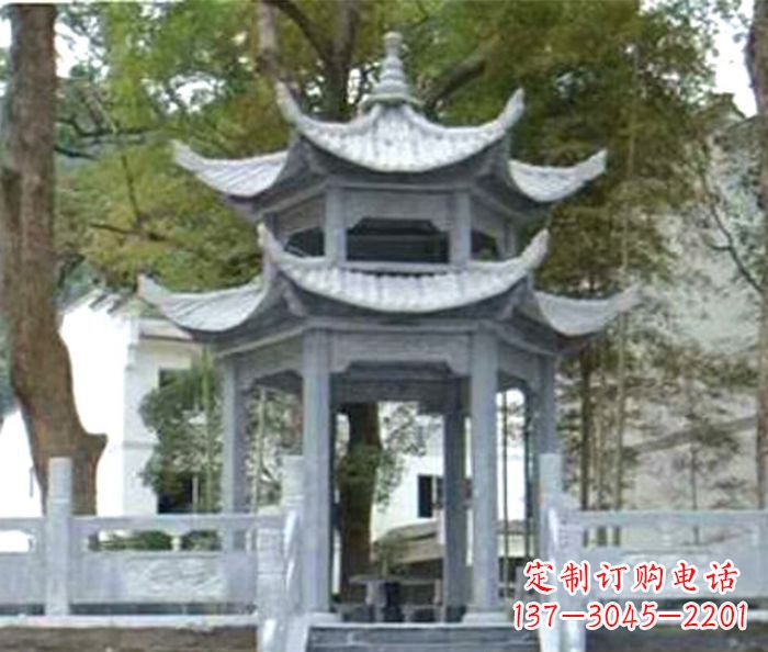 南阳仿古园林双层石雕凉亭