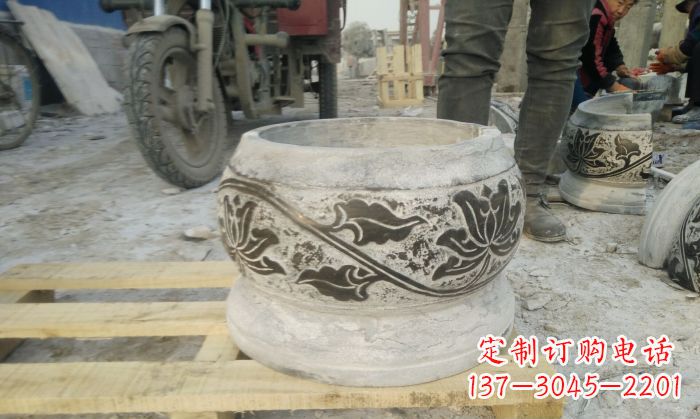 南阳仿古圆形水缸石雕 (4)