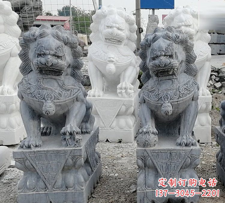 南阳仿古青石狮子塑像