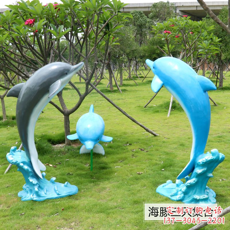 南阳精致仿真玻璃钢海豚雕塑