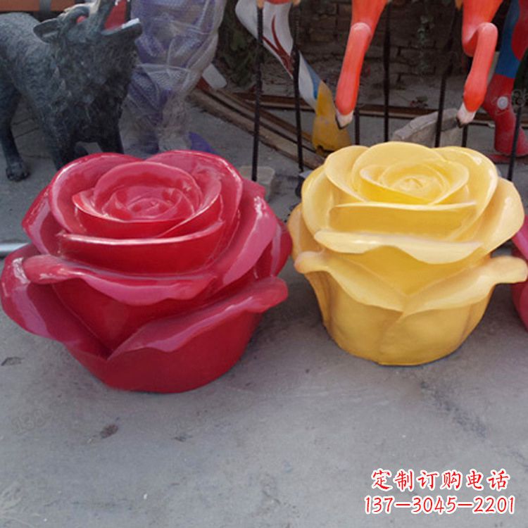 南阳精美仿真玻璃钢玫瑰雕塑