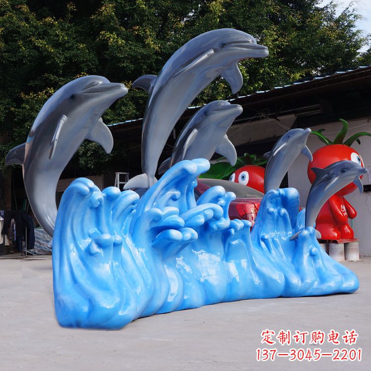 南阳艺术精美的海豚玻璃钢雕塑