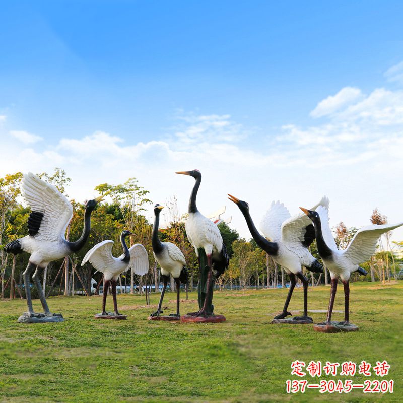 南阳雕刻传统文化,精美仙鹤雕塑