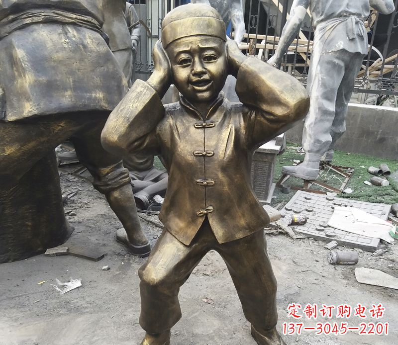 南阳儿童放鞭炮铜雕