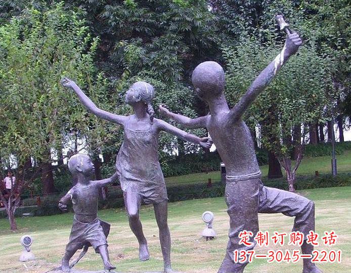南阳放风筝的儿童公园人物铜雕