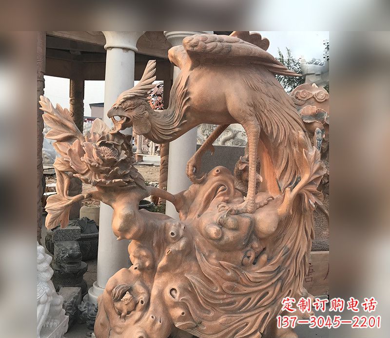 南阳凤凰牡丹石雕