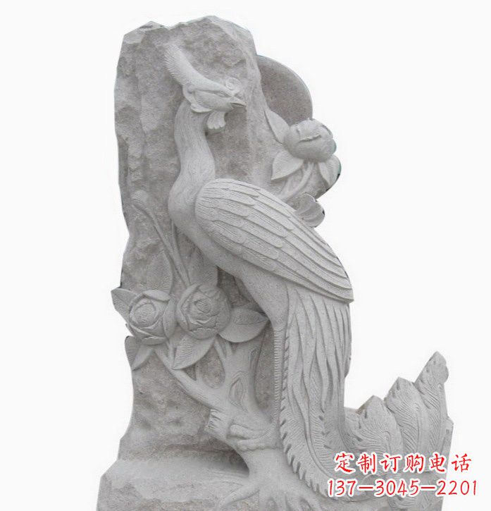 南阳凤凰牡丹石雕222