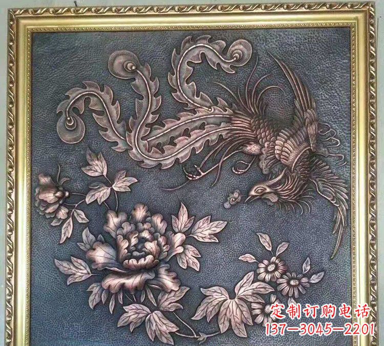 南阳凤凰牡丹铜浮雕