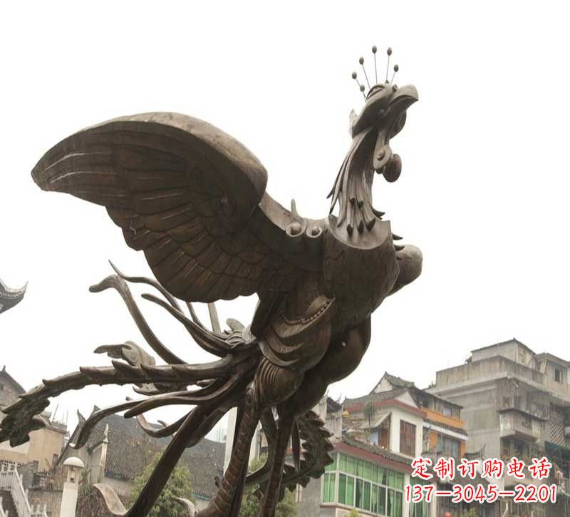 南阳凤凰展翅铜雕