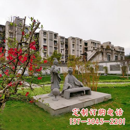 南阳凤求凰司马相如与卓文君雕塑-小区园林历史人物情景雕塑