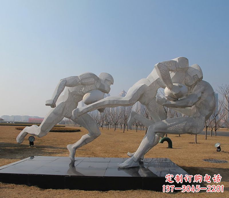 南阳不锈钢橄榄球体育雕塑