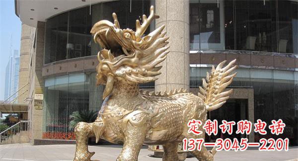 南阳中领雕塑,定制精美麒麟神兽铜雕