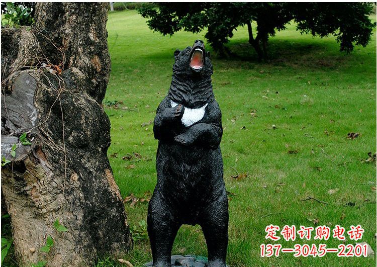 南阳公园玻璃钢仿真黑熊雕塑