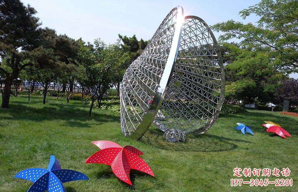 南阳精美不锈钢贝壳海星景观雕塑