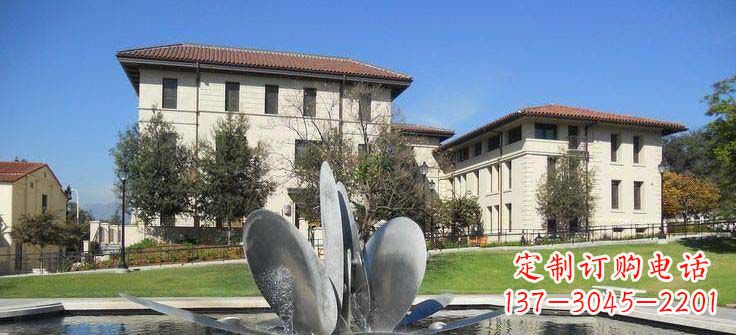 南阳抽象花朵不锈钢喷泉雕塑