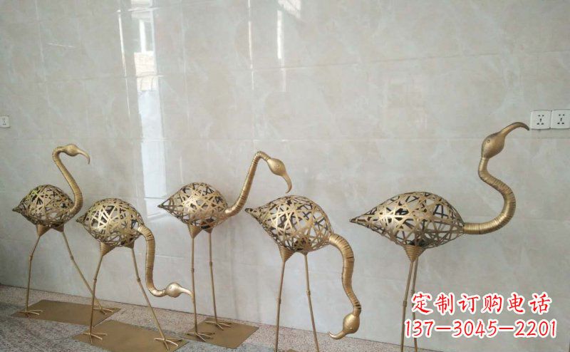 南阳公园不锈钢抽象火烈鸟动物雕塑
