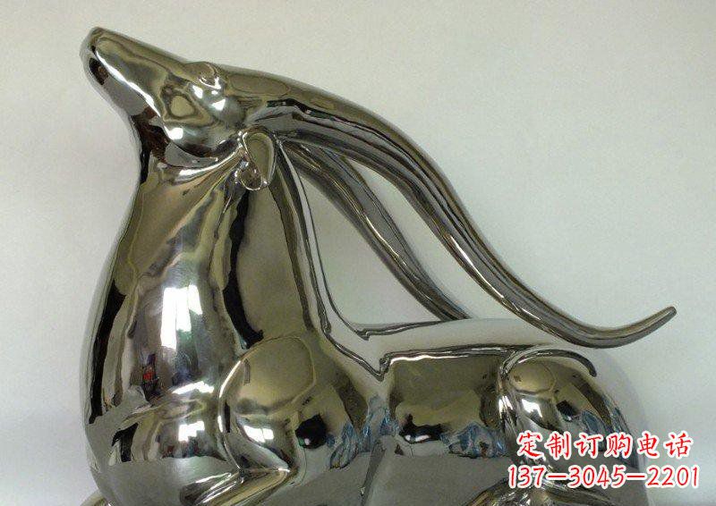 南阳中领雕塑定制公园装饰不锈钢羚羊雕塑