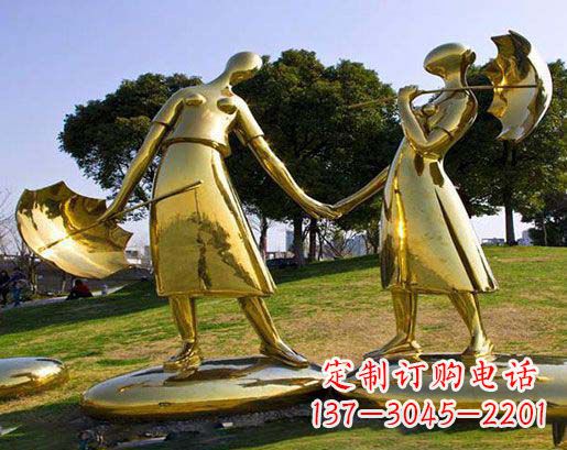 南阳长伴相守,情缘两生——不锈钢抽象情侣雕塑