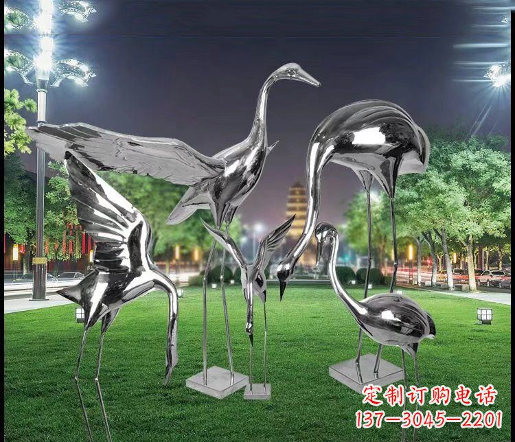 南阳大型不锈钢仙鹤雕塑