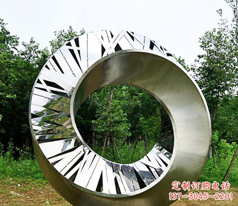 南阳公园不锈钢抽象圆环雕塑
