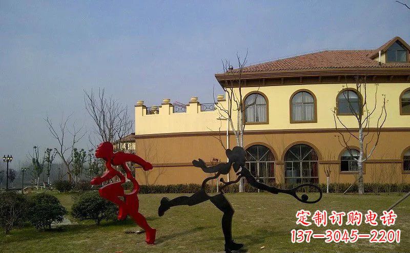 南阳公园不锈钢抽象运动员人物雕塑