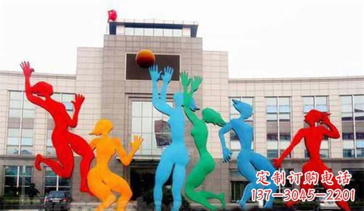 南阳激情运动的写照不锈钢女孩打篮球雕塑