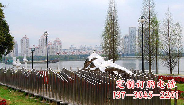 南阳动物主题不锈钢海豚雕塑