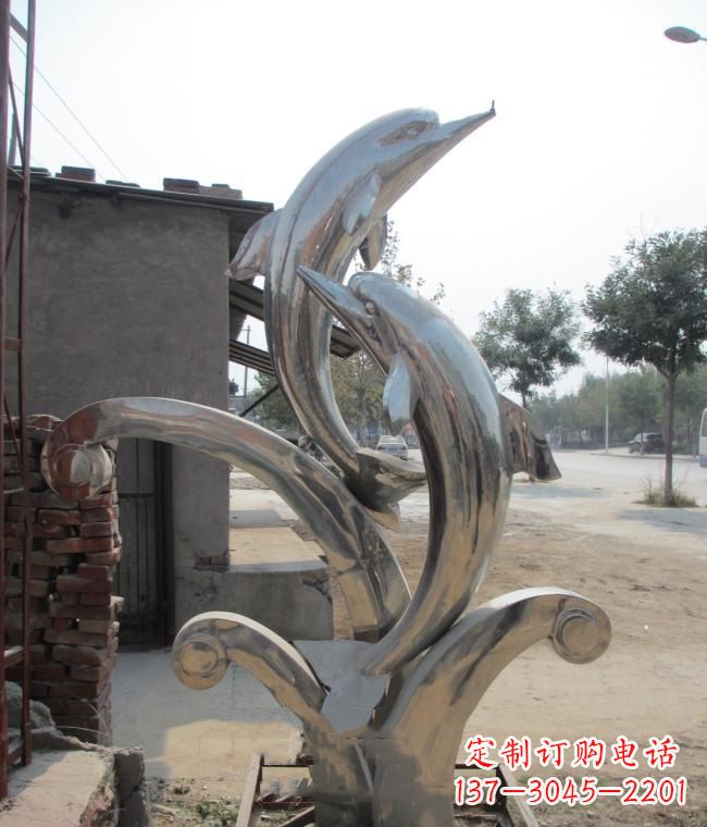南阳倾情展示——室外可靠不锈钢海豚雕塑