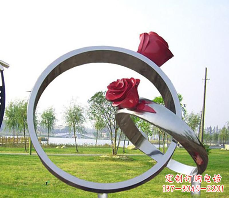南阳不锈钢景观婚戒雕塑