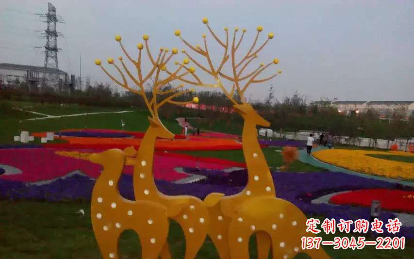 南阳不锈钢美陈动物鹿雕塑