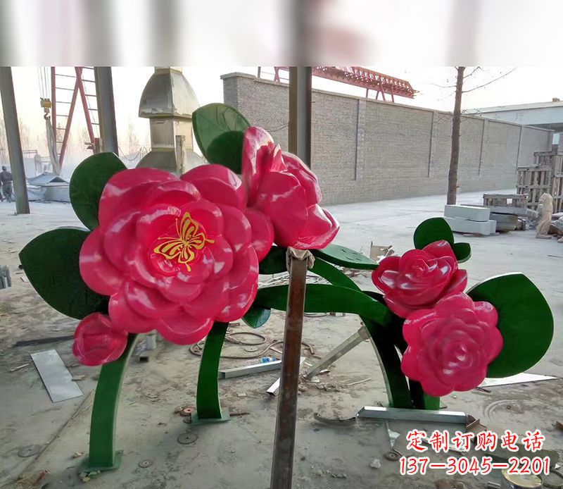 南阳中领雕塑花朵般精美的不锈钢牡丹雕塑