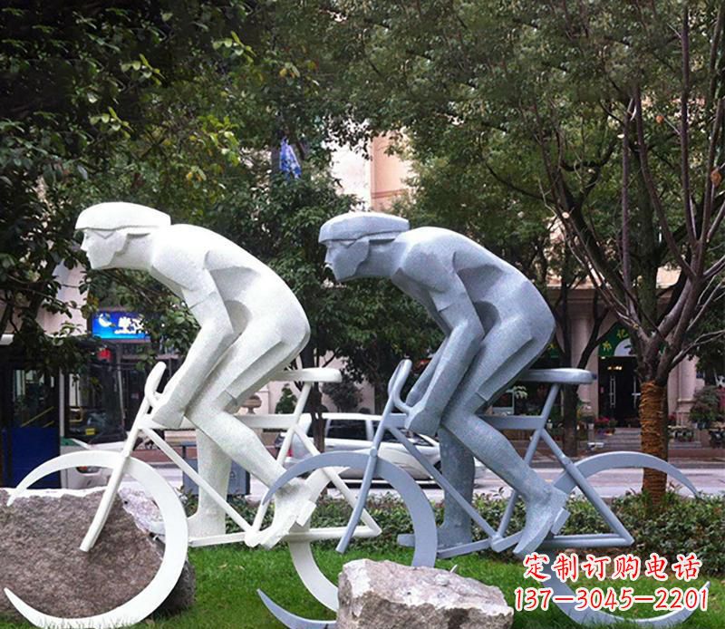 南阳公园不锈钢骑自行车摆件雕塑