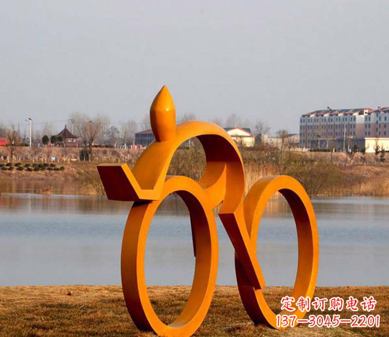 南阳产品名称健康运动不锈钢骑自行车人物雕塑
