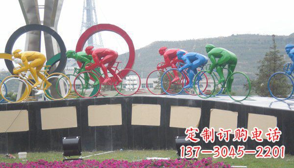 南阳品味传统,扬帆未来——不锈钢骑自行车雕塑
