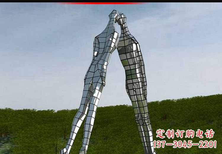 南阳公园不锈钢情侣人物雕塑