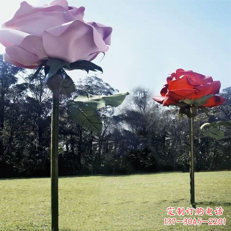 南阳精美不锈钢雕刻玫瑰花雕塑
