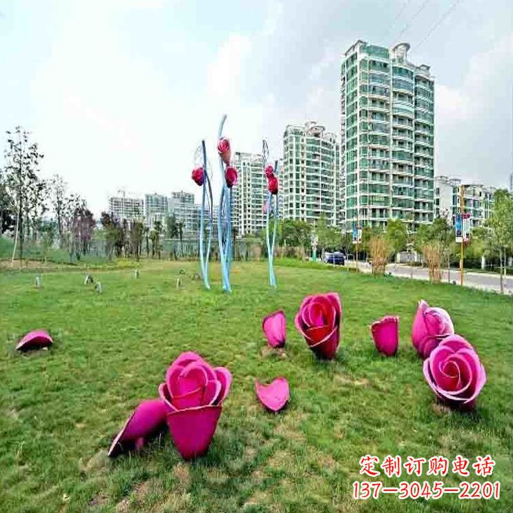 南阳中领雕塑不锈钢玫瑰雕塑