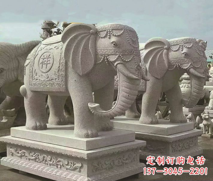 南阳精美大象大理石雕塑