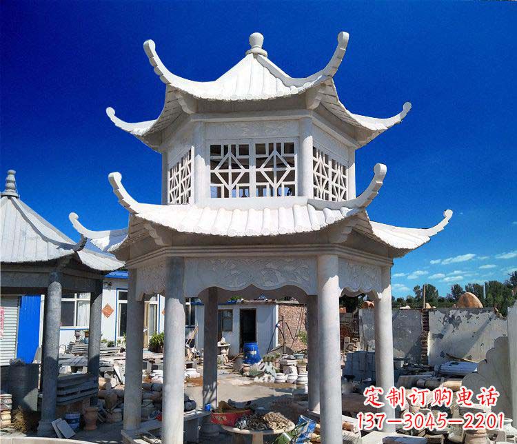 南阳大理石双层凉亭雕塑