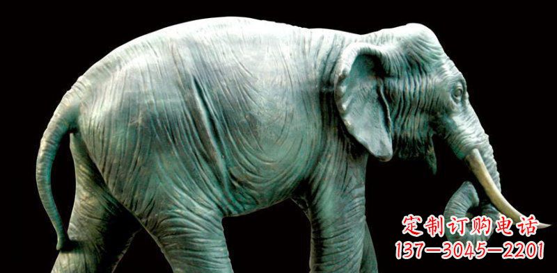 南阳公园大象动物铜雕 (3)
