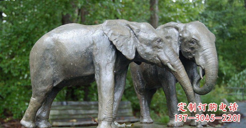 南阳公园大象动物铜雕 (2)