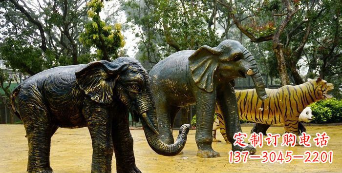 南阳公园大象动物铜雕_1