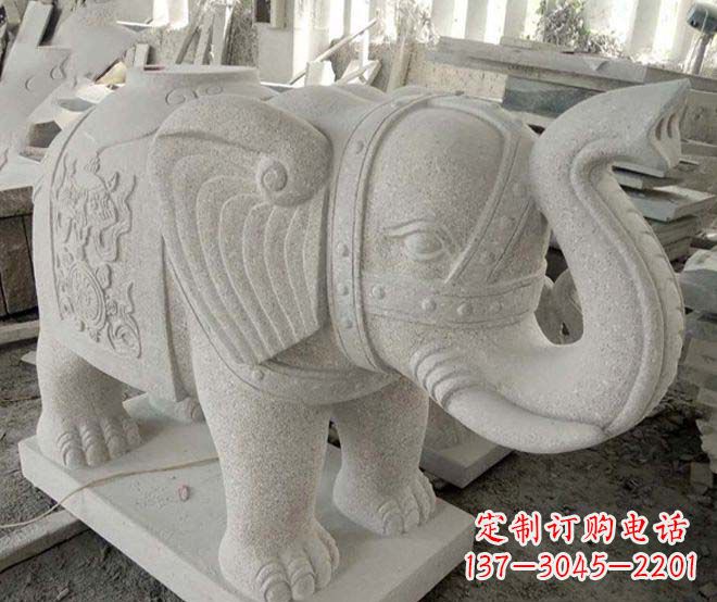 南阳公园动物大理石大象石雕 (3)