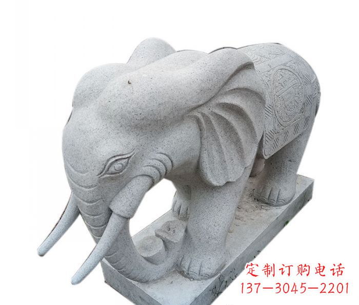 南阳公园动物大理石大象石雕摆件