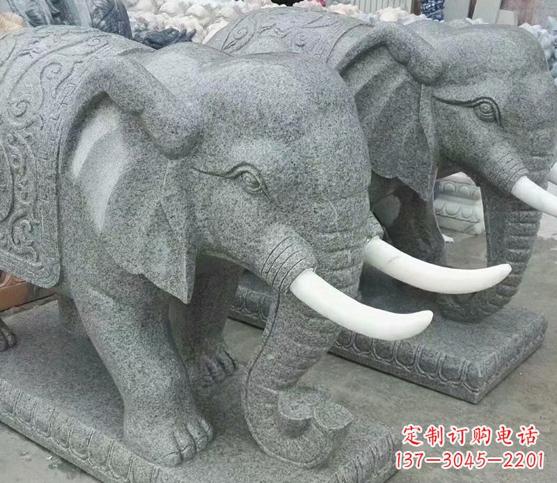 南阳公园动物大理石大象石雕 (6)