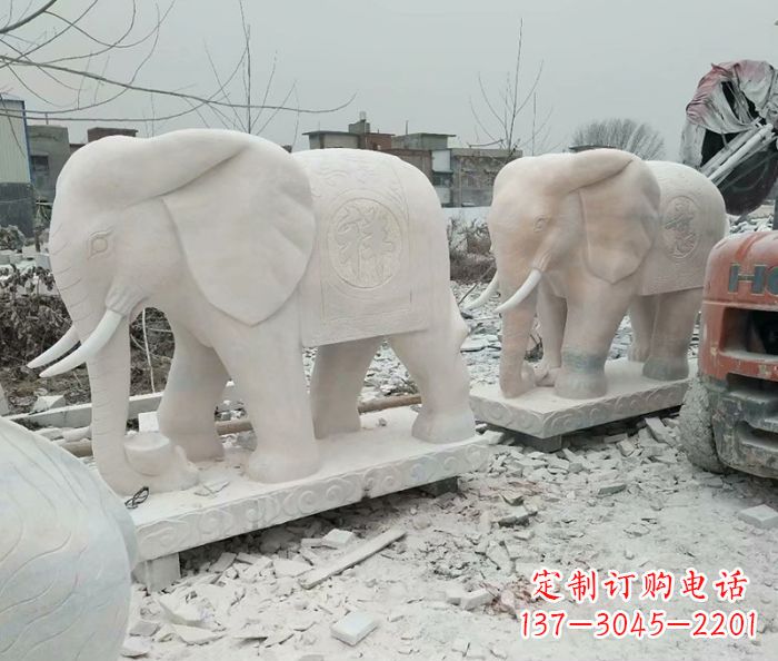 南阳公园动物大象石雕 (5)