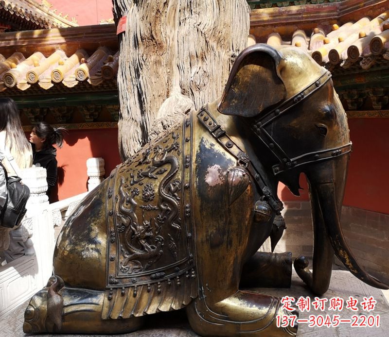 南阳公园动物大象铜雕