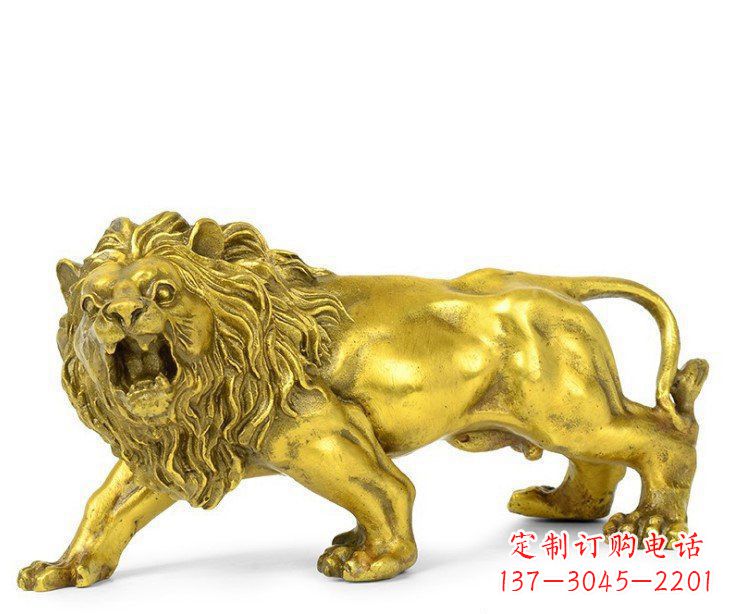 南阳公园动物黄铜鎏金狮子铜雕塑