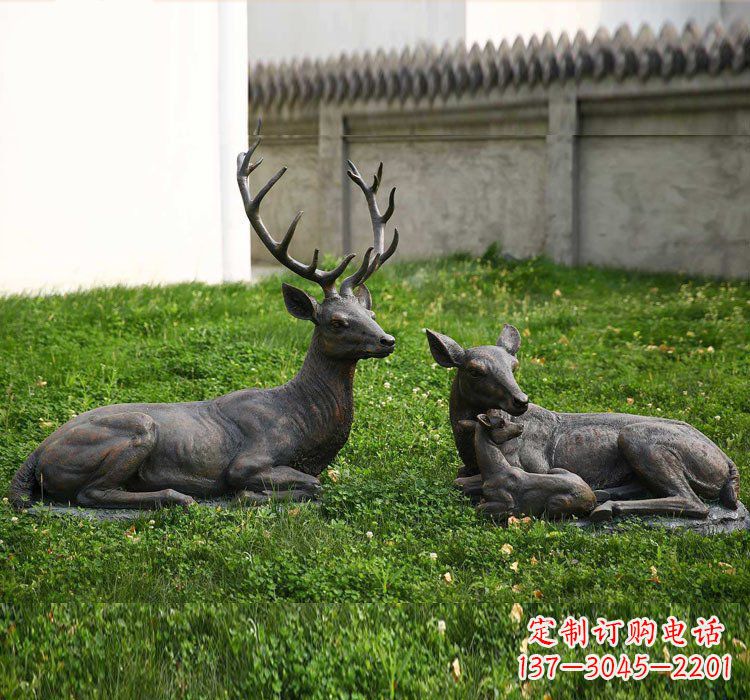 南阳公园动物梅花鹿铜雕222